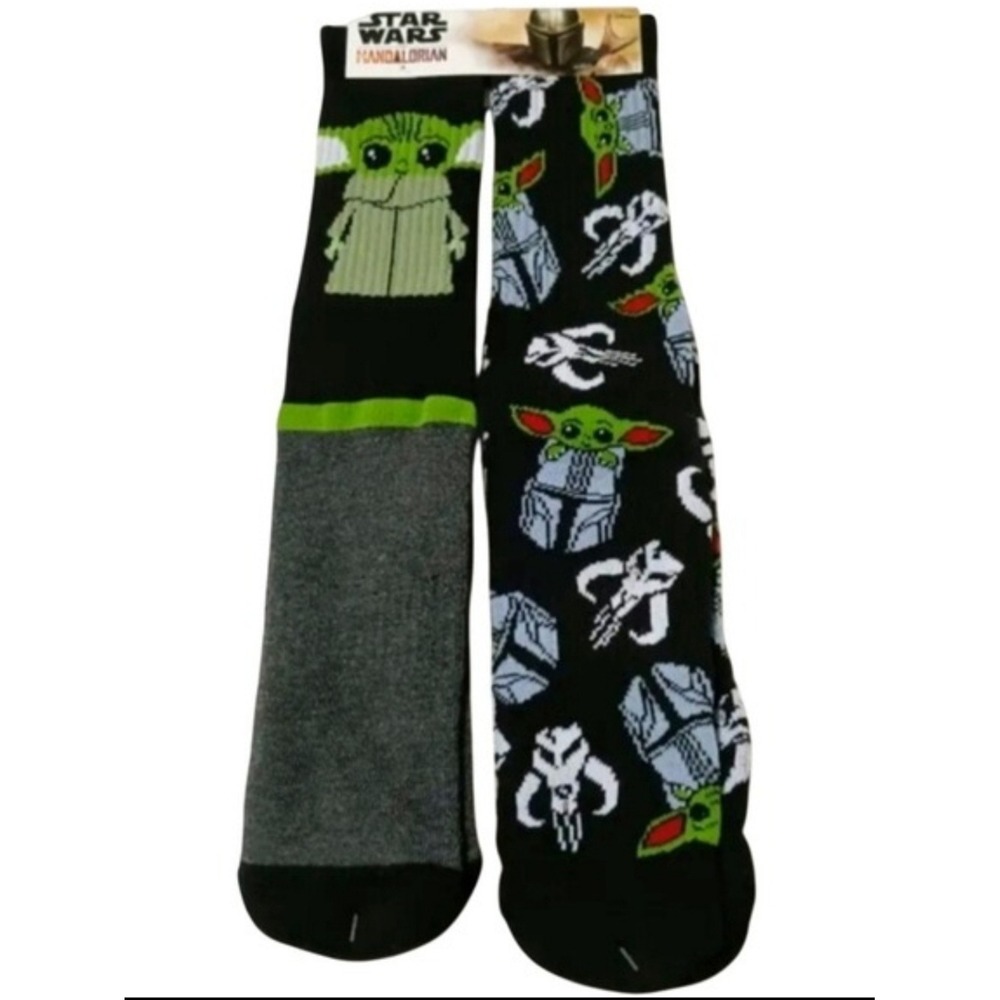 Star Wars Mandalorian Grogu Baby Yoda Sock Set Long Crew Socks Black Green